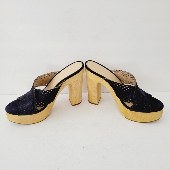 New Veronica Beard Gaynor Platform Sandals In Eclipse Navy , Size 9,5 - Picture 2 of 8
